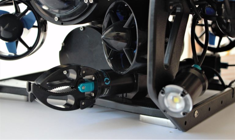 Newton Subsea Gripper mounted on the front of the BlueROV2 Heavy