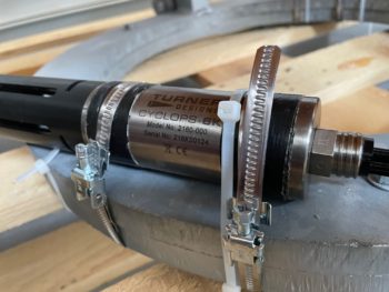 Sensor clamped to the buoy frame